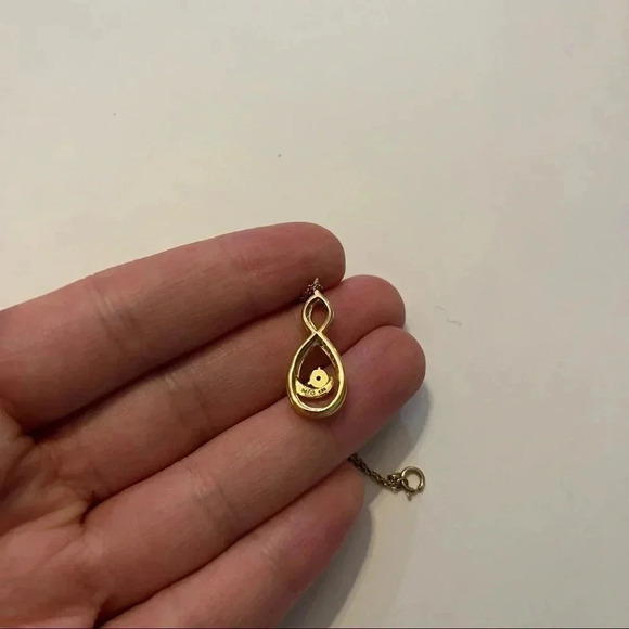 Diamond Swirl Gold Plated 925 Sterling Silver Pendant Necklace 18” Chain - Picture 5 of 8